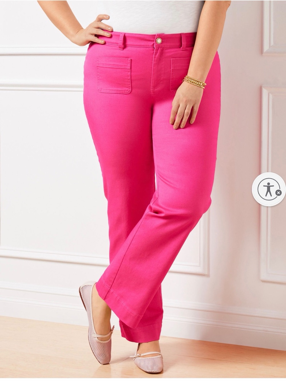 Talbots Women’s Old Money Patch Pocket Classic Jean Trousers Bright Pink SZ 10